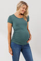 Round Neck Ruched Side Maternity Top