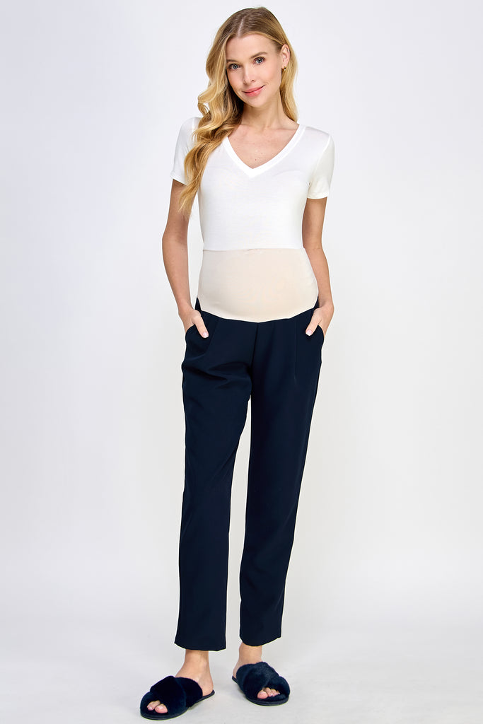 Navy Relax Fit Super Soft Rayon Band Maternity Pants