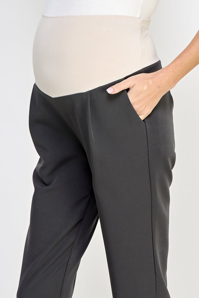 Charcoal Relax Fit Super Soft Rayon Band Maternity Pants