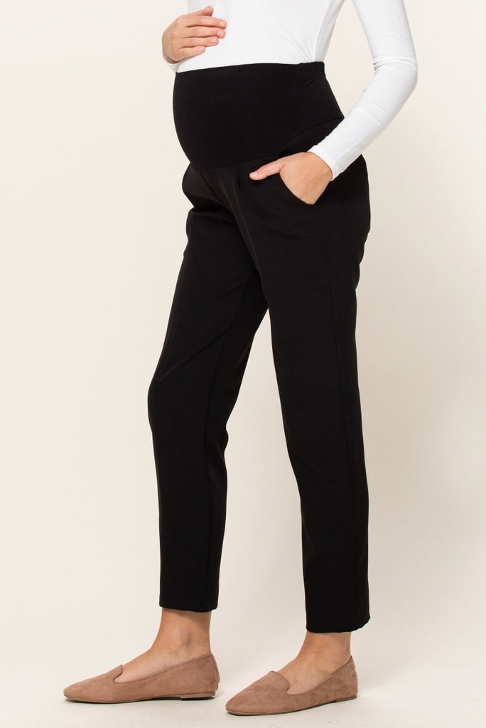 Relax Fit Super Soft Rayon Band Maternity Pants in Black
