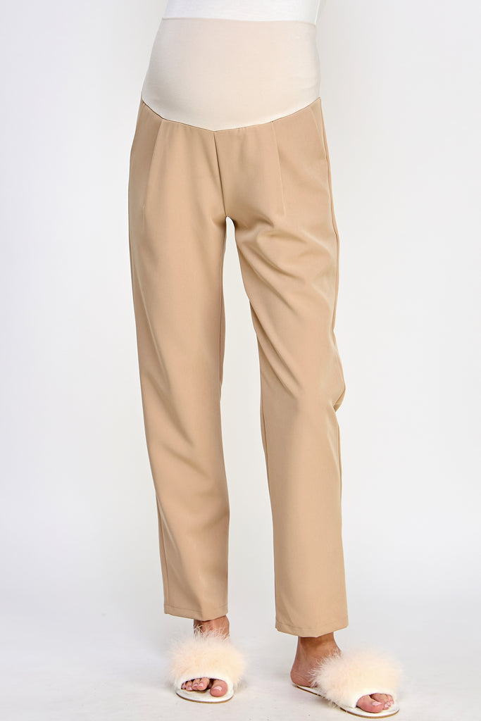 Khaki Relax Fit Super Soft Rayon Band Maternity Pants