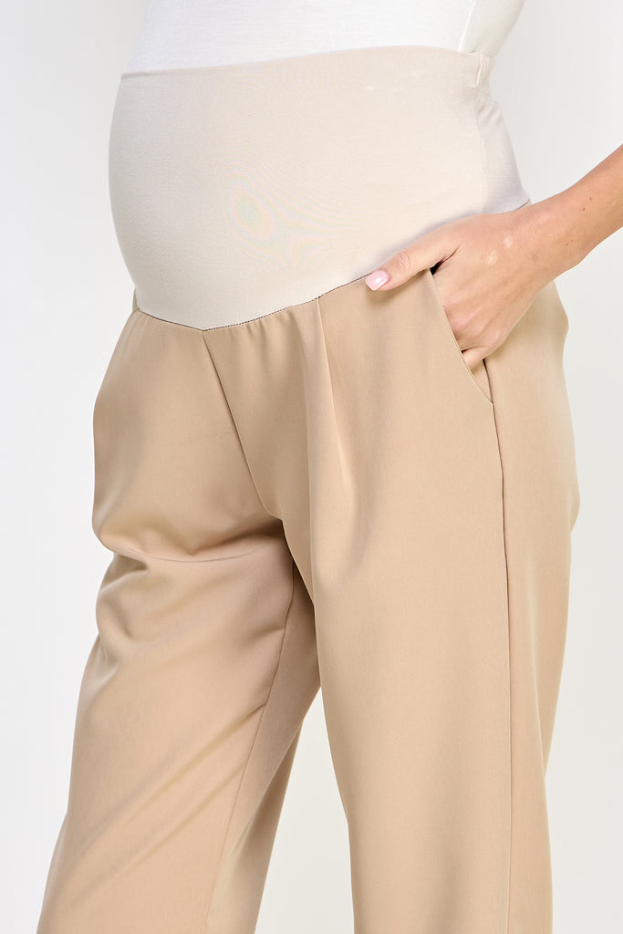 Khaki Relax Fit Super Soft Rayon Band Maternity Pants