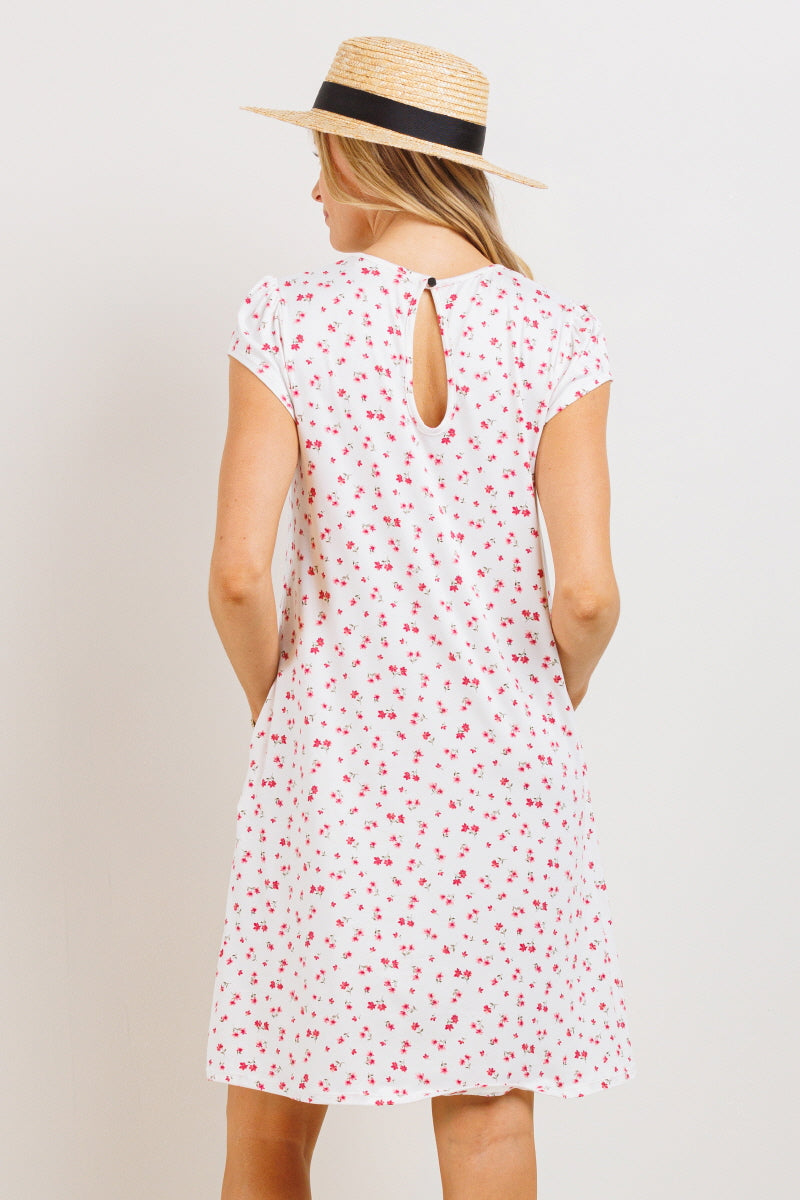 Ivory Ditsy Printed Flare Maternity Mini Dress