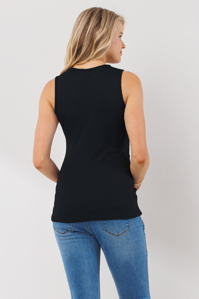 Black Side Ruching Maternity/Nursing Tank Top