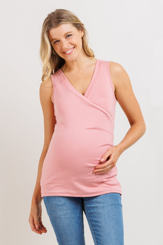 Mauve Side Ruching Maternity/Nursing Tank Top