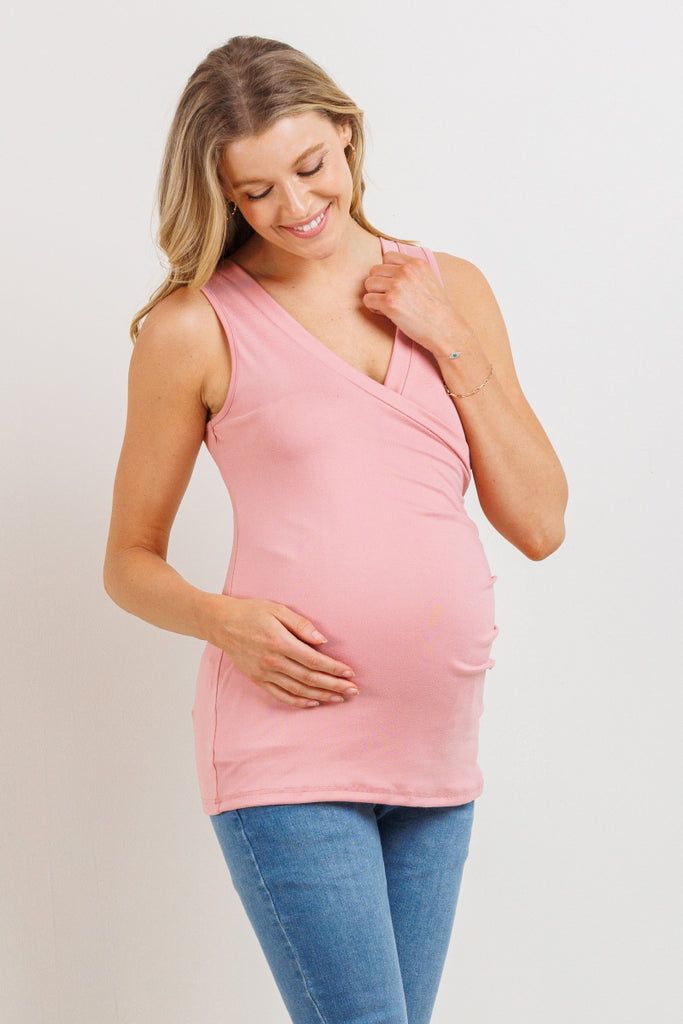 Mauve Side Ruching Maternity/Nursing Tank Top