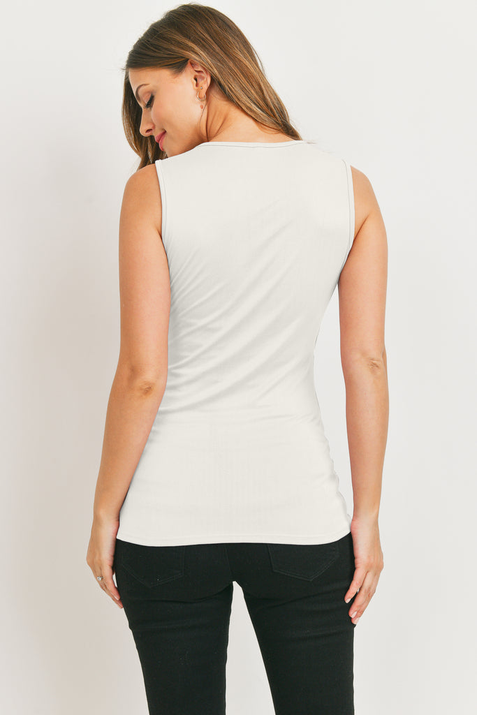 White Side Ruching Maternity/Nursing Tank Top