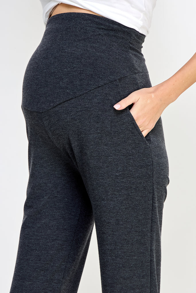 Charcoal French Terry Straight Leg Yoga Pants