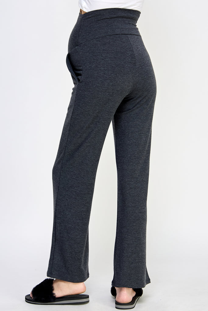 Charcoal French Terry Straight Leg Yoga Pants