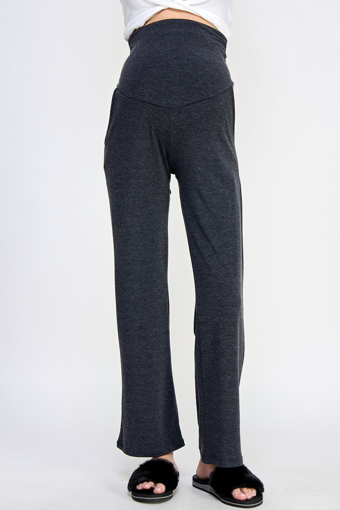 Charcoal French Terry Straight Leg Yoga Pants