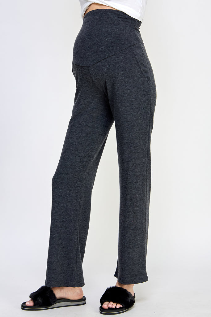 Charcoal French Terry Straight Leg Yoga Pants