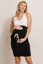 Black Soft French Terry Waist Band with Drawstring Maternity Skirt