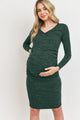 Green Two-Tone Sweater Knit Fitted Maternity/Nursing Dress