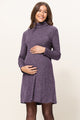 Purple Mir Rib Mock Neck Maternity Shift Dress