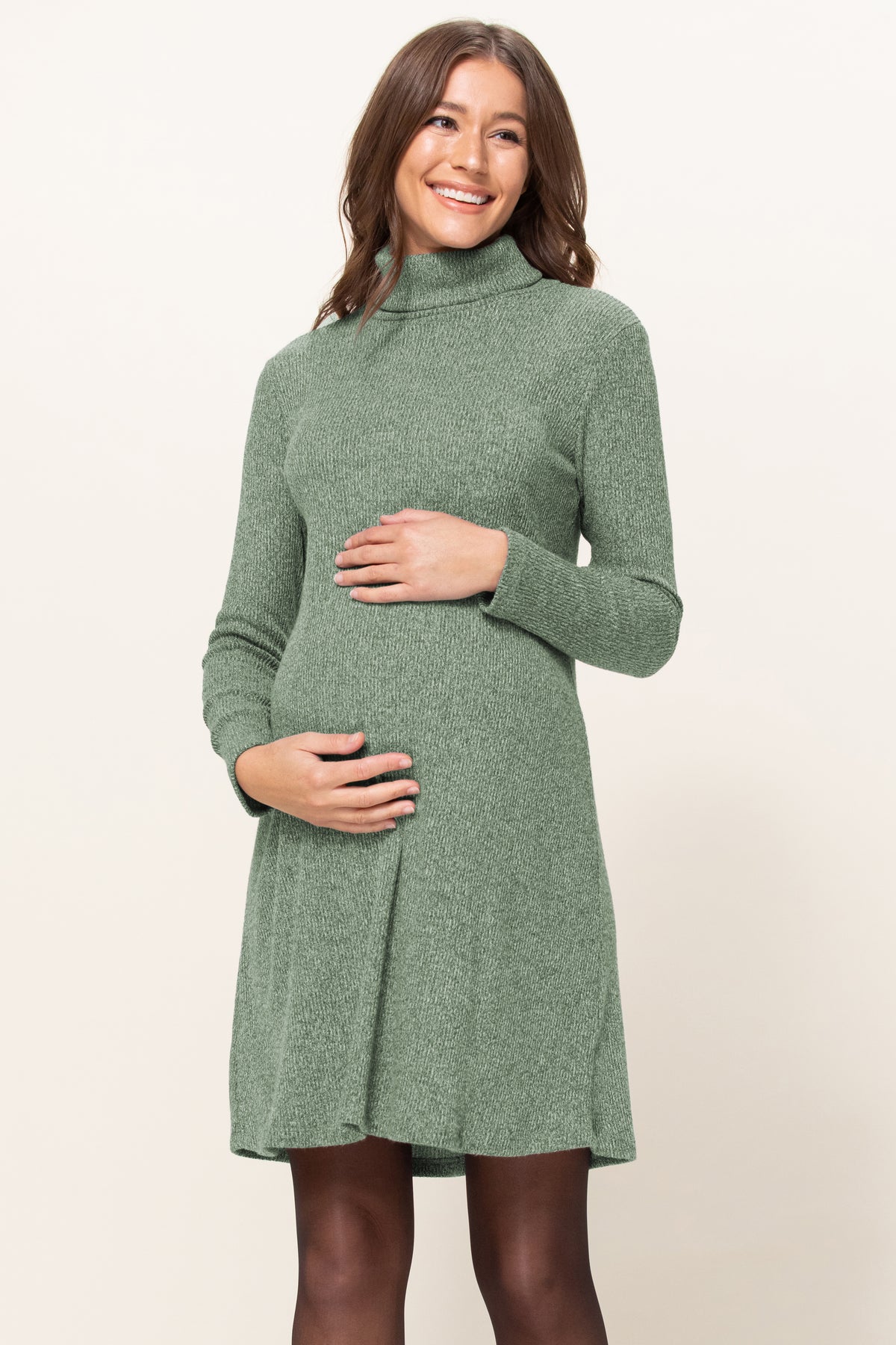 Sage Mir Rib Mock Neck Maternity Shift Dress