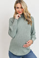 Mint Curly Hem Mock Neck Ribbed Sweater Knit Maternity Top