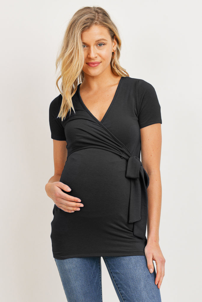 Black Surplice Maternity/Nursing Top