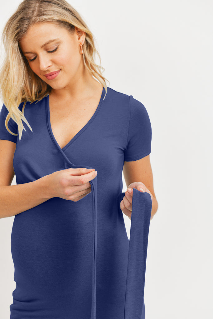 Navy Surplice Maternity/Nursing Top