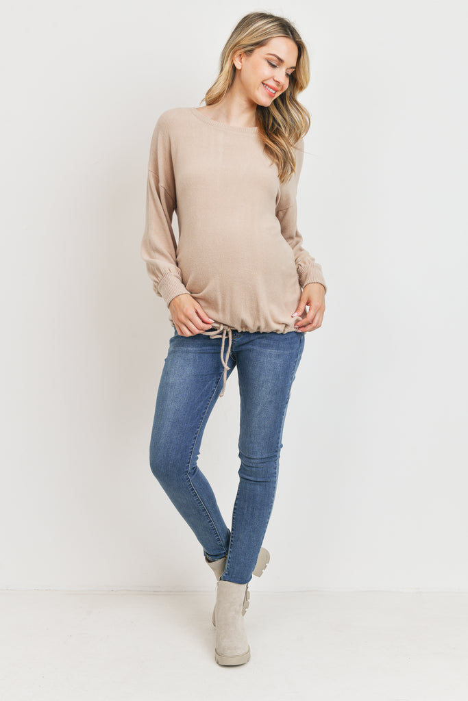 Sand Rayon Rich Hacci Brushed Maternity Tunic