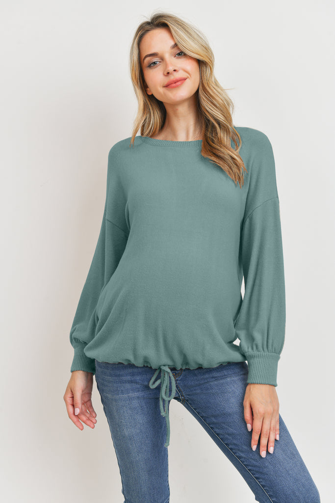 Teal Rayon Rich Hacci Brushed Maternity Tunic