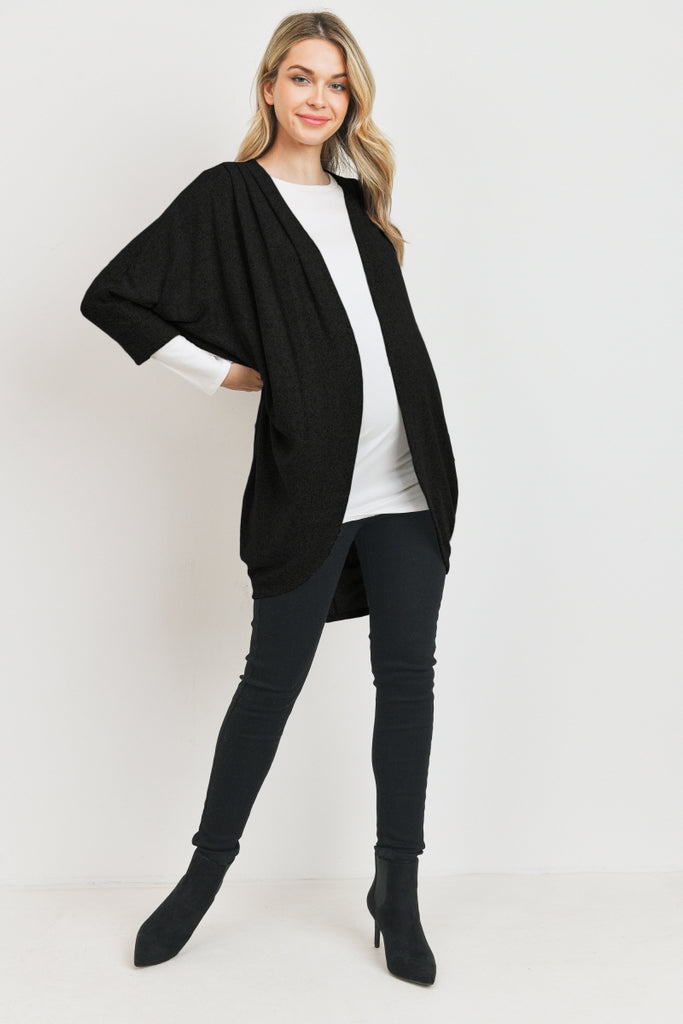 Black Sweater Knit Kimono Style Cardigan