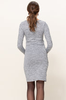 Heather Grey Two-Tone Hacci Knit Tulip Hem Maternity Dress