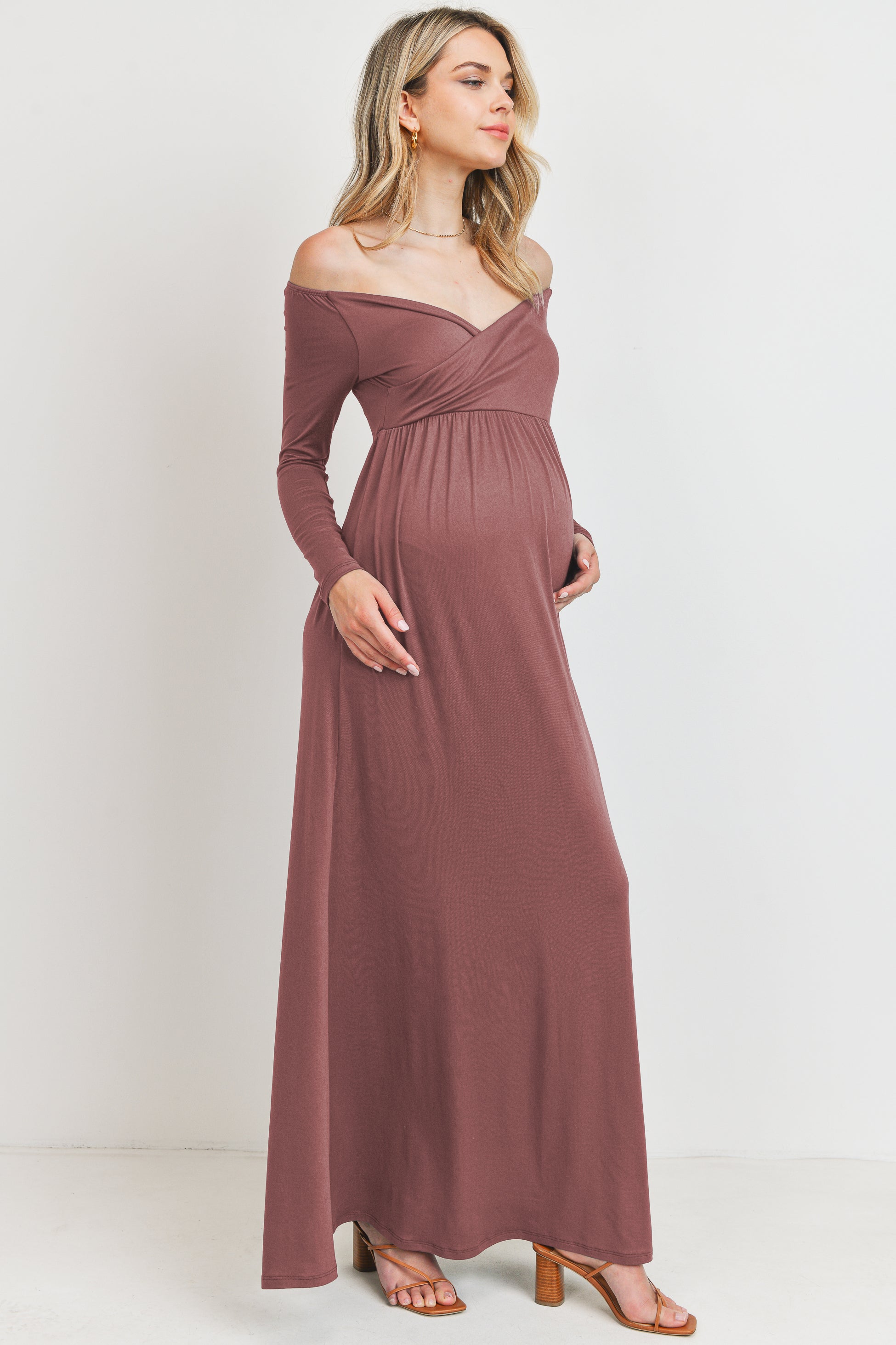 Off Shoulder or Wide V-Neck Maternity Maxi Dress Turquoise / Large Off Shoulder or Wide V-Neck Maternity Maxi Dress Turquoise / Large