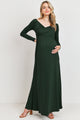 Off Shoulder or Wide V-Neck Maternity Maxi Dress