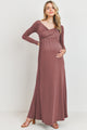Off Shoulder or Wide V-Neck Maternity Maxi Dress