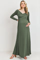 Off Shoulder or Wide V-Neck Maternity Maxi Dress
