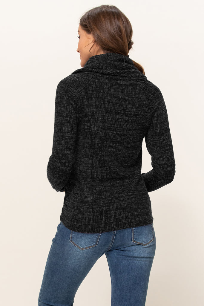 Black Cowl Neck Sweater Knit Maternity Top