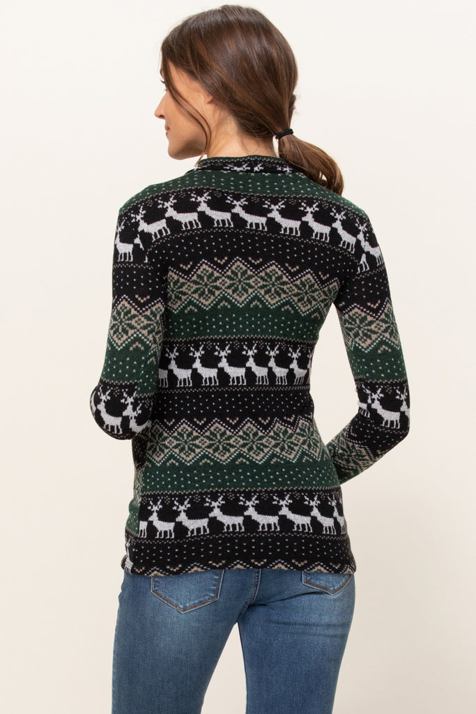 Green Leaf Sweater Knit Maternity Top