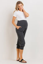 Charcoal Side Pocket Maternity Capri Jogger Pants