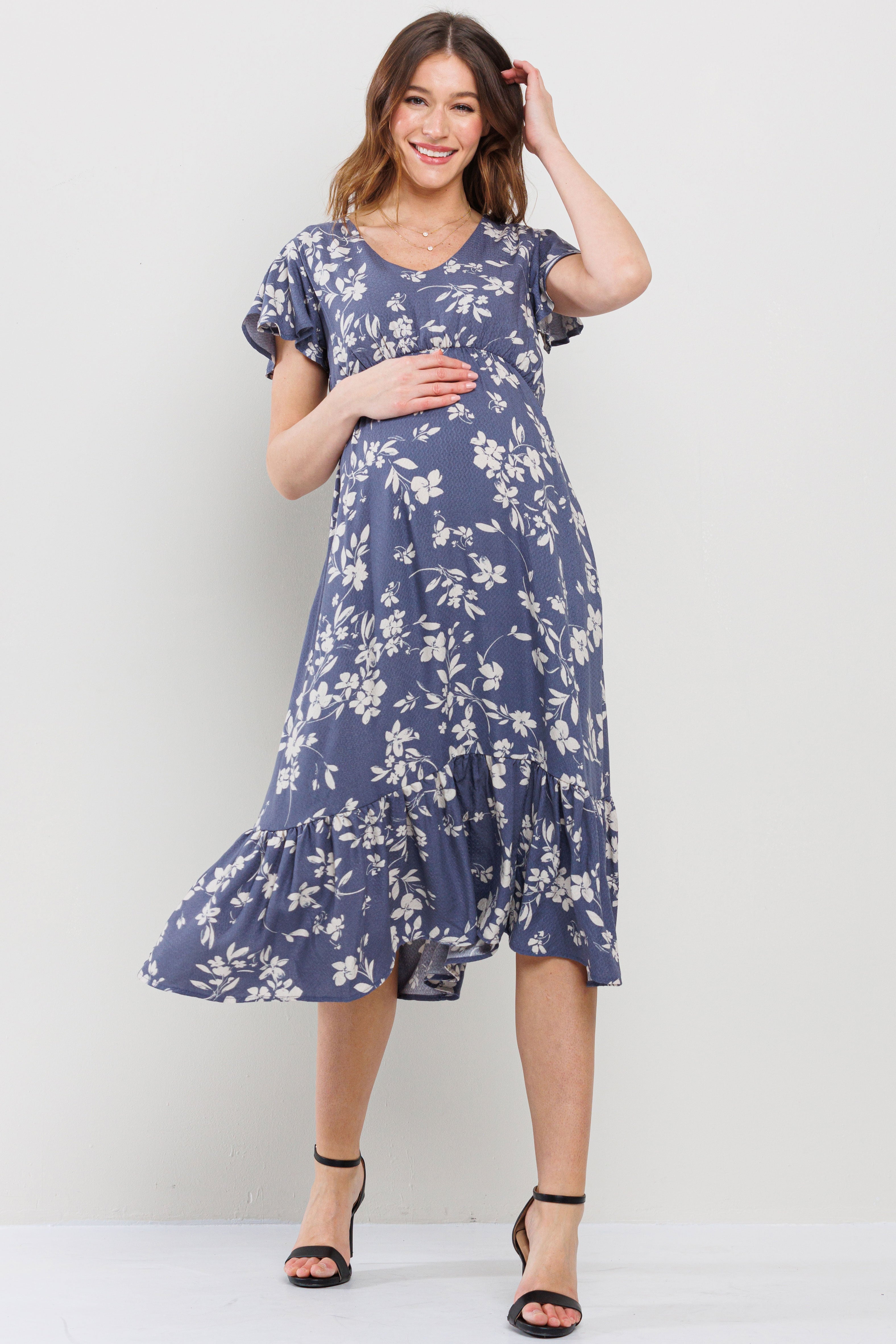 maternity floral midi dress Tiffany Rose Rosalie Midi Dress (Petal Pink Floral)