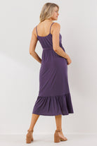Berry Waist Tie Camisole Ruffle Finish Maternity Dress