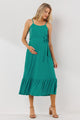 Turquoise Waist Tie Camisole Ruffle Finish Maternity Dress