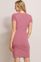 Dark Rose Round Neck Rib Maternity Dress