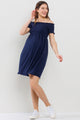 Off Shoulder Smocked Top Maternity Dress