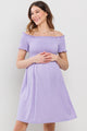 Off Shoulder Smocked Top Maternity Dress