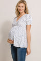 White Ditsy Floral V-Neck Wrapped Maternity/Nursing Top