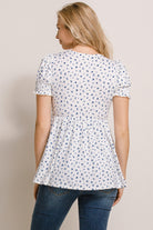 White Ditsy Floral V-Neck Wrapped Maternity/Nursing Top