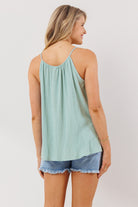 Sage Spaghetti Strap Tunneled Maternity Tank Top
