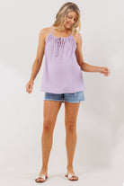 Lilac Spaghetti Strap Tunneled Maternity Tank Top