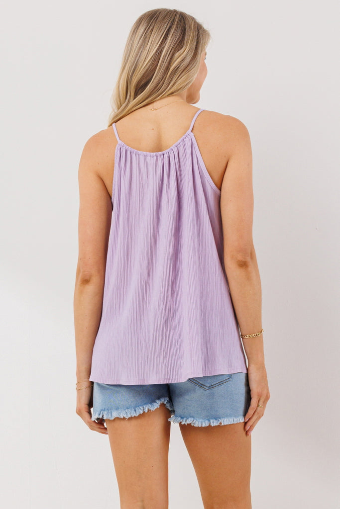 Lilac Spaghetti Strap Tunneled Maternity Tank Top