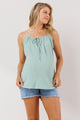 Sage Spaghetti Strap Tunneled Maternity Tank Top