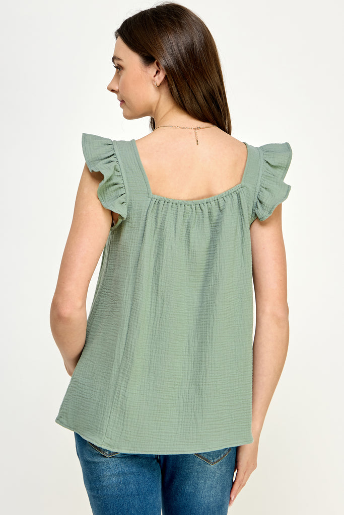 Sage Cotton Flowy Maternity Top