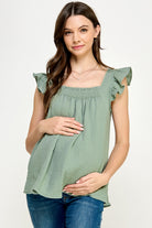 Sage Cotton Flowy Maternity Top