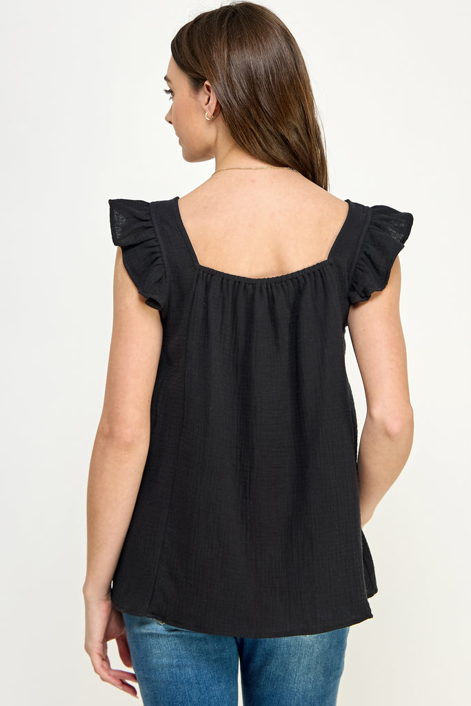 Black Cotton Flowy Maternity Top