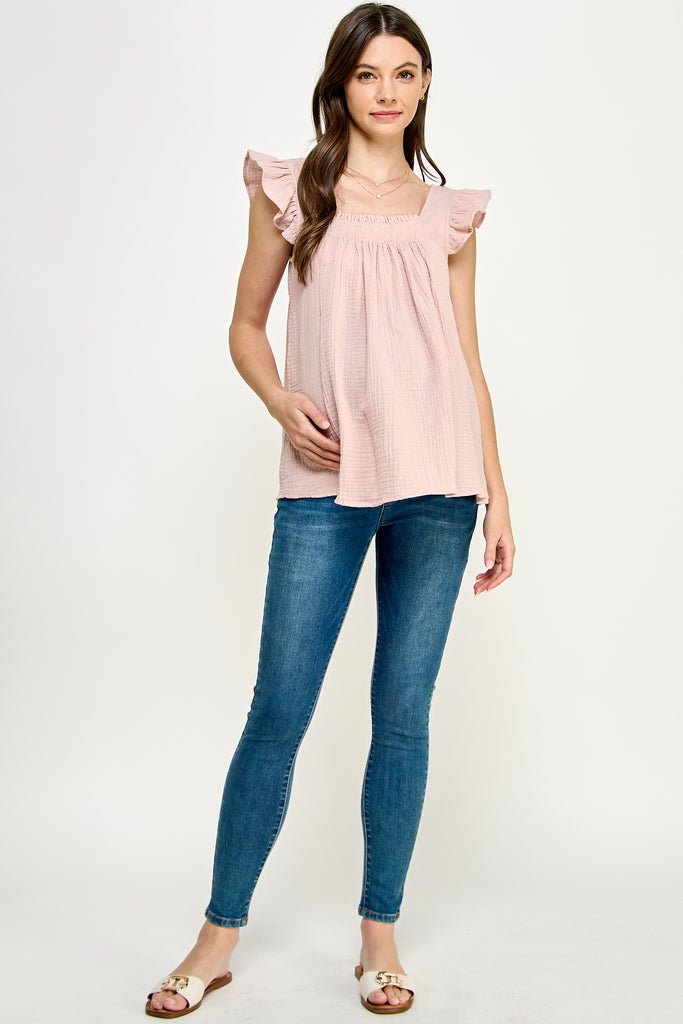 Blush Cotton Flowy Maternity Top