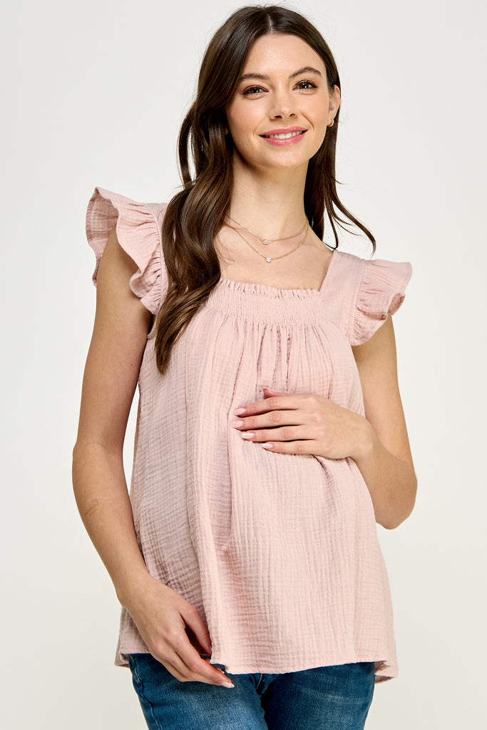 Blush Cotton Flowy Maternity Top